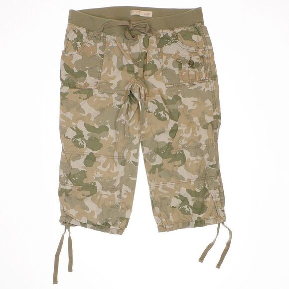 Nobo Capri Camouflage Pants Juniors 9 Pull On Drawstring Cotton Multicolor 30x17 - Picture 1 of 9